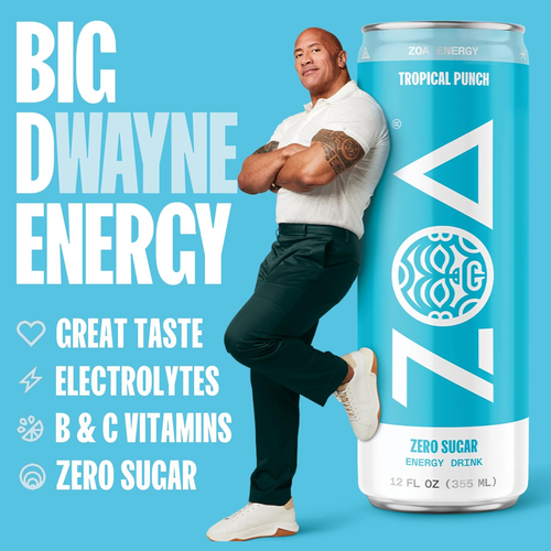 ZOA Energy Drink Zero Sugar Tropical Punch 12-Pack, 12 Oz, B-Vitamins, Caffeine - 第 2/12 張圖片