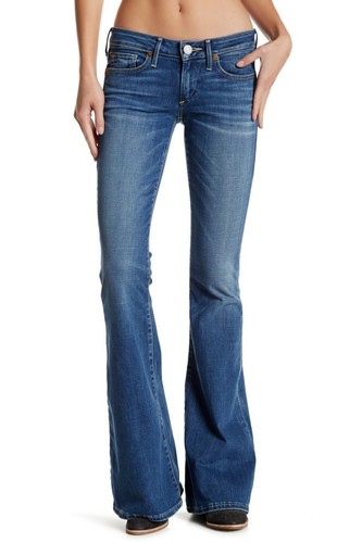 Low Rise Bell Bottom Flared Jeans Blue 