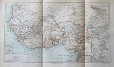 1895 Ober-Guinea West-Sudan historische Landkarte antique map Lithographie 