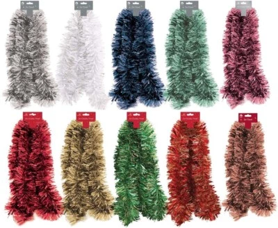 EVELAY LTD 6 X 2M Chunky Tinsel Christmas Tree party Home Xmas Decoration Garland 12 Metre