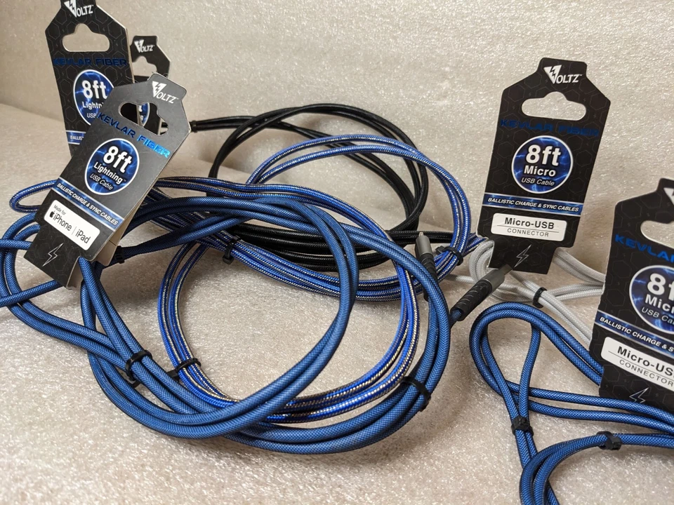 🔥NEW🔥 Voltz Kev-lar Fiber 8ft USB Cable - Apple iPhone/iPad or Micro-USB (A2) - Image 3 of 4