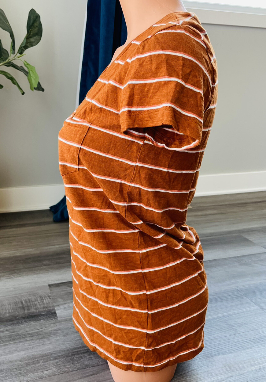 Universal Thread Rust Striped Monterey V-Neck T-S… - image 3