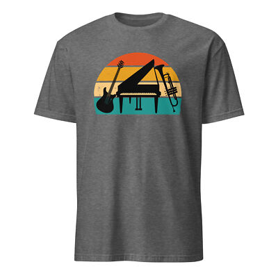 Jazz Unisex T-Shirt, Retro vintage blues music band group guitar piano sax