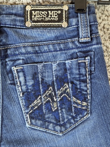 Miss Me Girls Jeans Size 10 Skinny Stretch Classic Medium Wash Embroidered - Picture 11 of 17