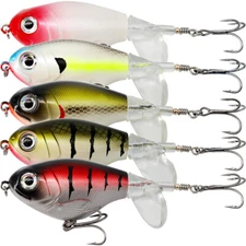 Lot 5Pcs Whopper Plopper Fishing Lures Topwater Bass Bait Floating Rotating Tail