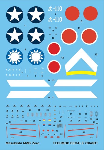 Mitsubishi A6M2 Zero (JAPANESE, CHINESE & USAAF MKGS) #72040 1/72 TECHMOD DECALS | eBay