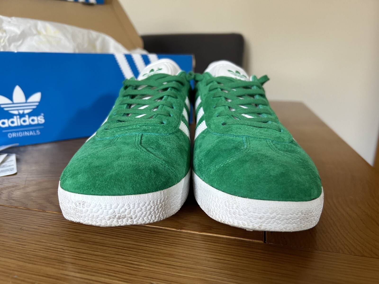 Adidas gazelle trainers size 10. Green & White eBay