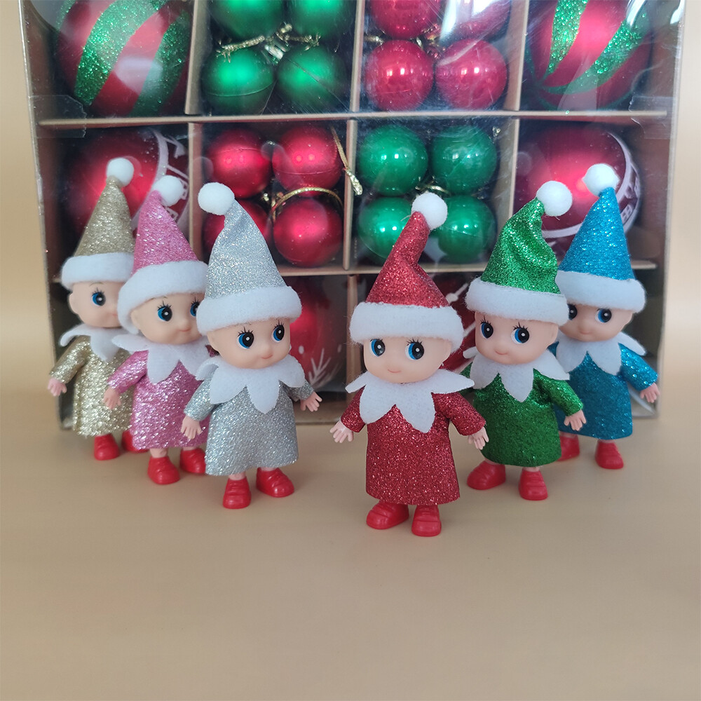 6pcs set Baby Elf Dolls Shiny Mini Elves Doll Decoration Xmas Gift For Boy  Girls