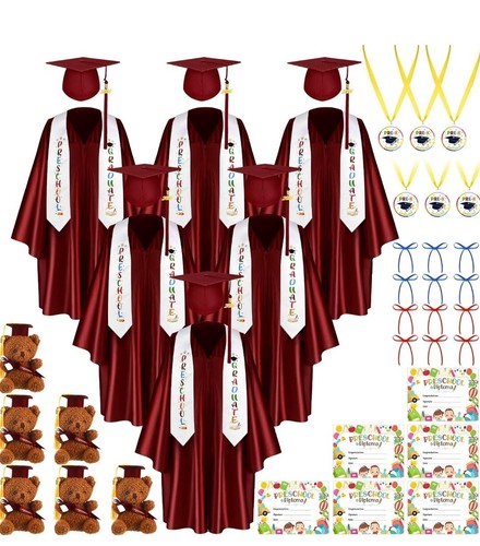 60 Pcs Kindergarten Preschool Graduation Cap & Gown w/ 2024 Tassel Stole L KIDS - Picture 1 of 11