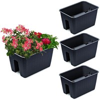 3 X Balkonkiste 13 L Blumenkasten GeläNderkasten 27,2X39,6 Cm H22,5 Cm Anthrazit
