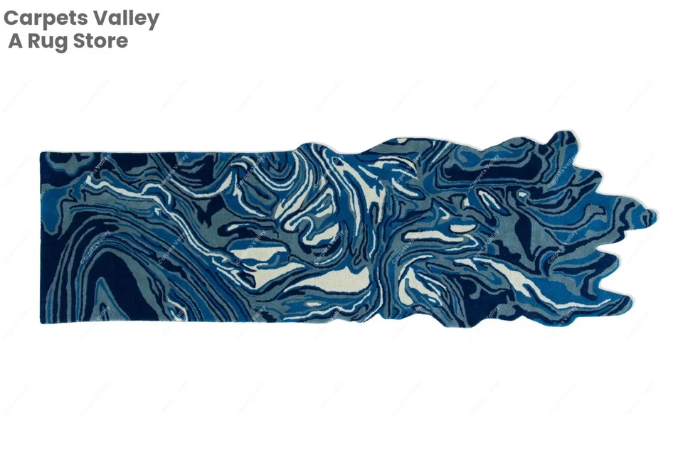 Melting Ocean Runner Hand-Tufted Wool Handmade Area Rug Carpet for Home, Bedroom - Image 4 of 4