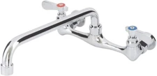Commercial Wall Mount Kitchen Sink Faucet 8 Inches Centers with 12 Inches Swing
