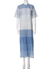 ONIA Renee Maxi Sun Dress Resort Pool Beach  Blue Stripe Cover Up EUC
