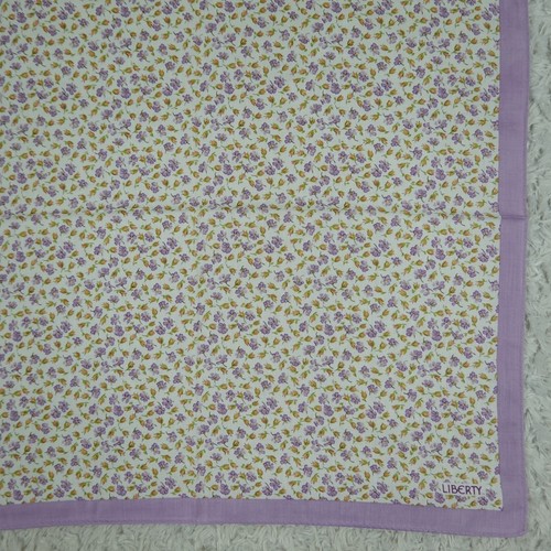N81 LIBERTY Purple Flower Cotton Scarf Scarves Pocket Square 19" X 18.5" - Picture 5 of 9