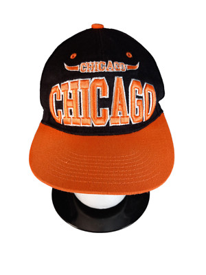 Chicago Windy City Chi Town Cap Hat Headlines Snapback Adjustable Orange Black