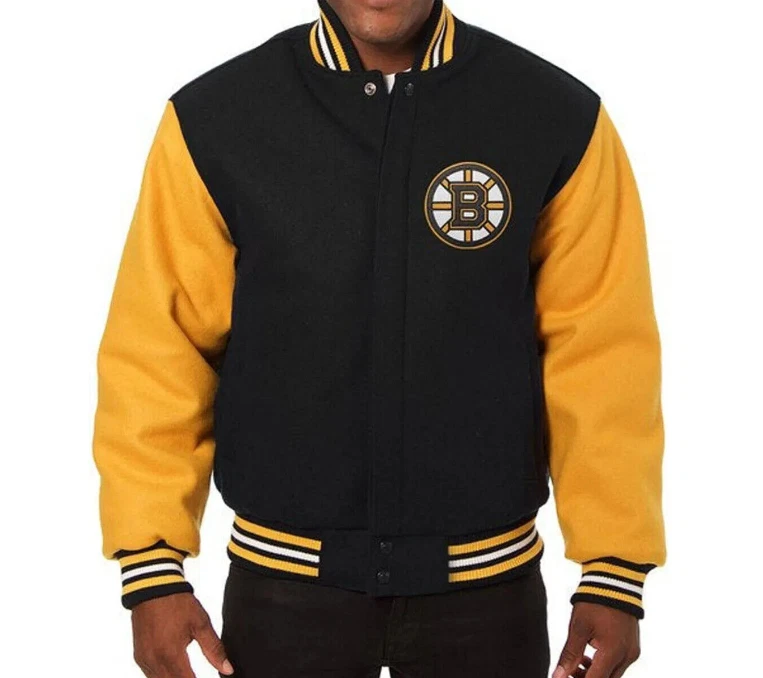 Jacket Makers Letterman LV Yellow and Black Leather Jacket