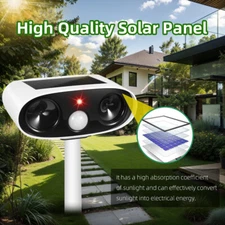 Solar Animal Repeller (1PC White) - No Flash, Ultrasonic for Garden & Lawn