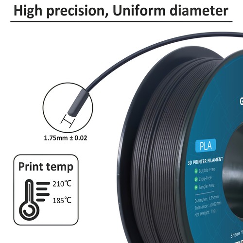 Geeetech 3D Drucker PLA Filament Holz Ebenholz 1.75mm 1KG Verbrauchsmaterial DE - Bild 3 von 6