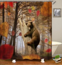 Grizzly Bear Waterproof Shower Curtain Set Extra Long Bathroom Decor Curtain 70"