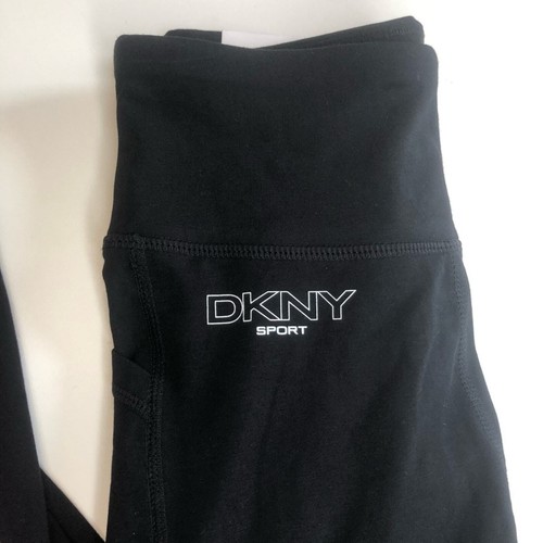 DKNY Sport Black, White, Orange & Pink Leggings w/ Pockets, Size Extra Small NWT - Picture 3 of 6