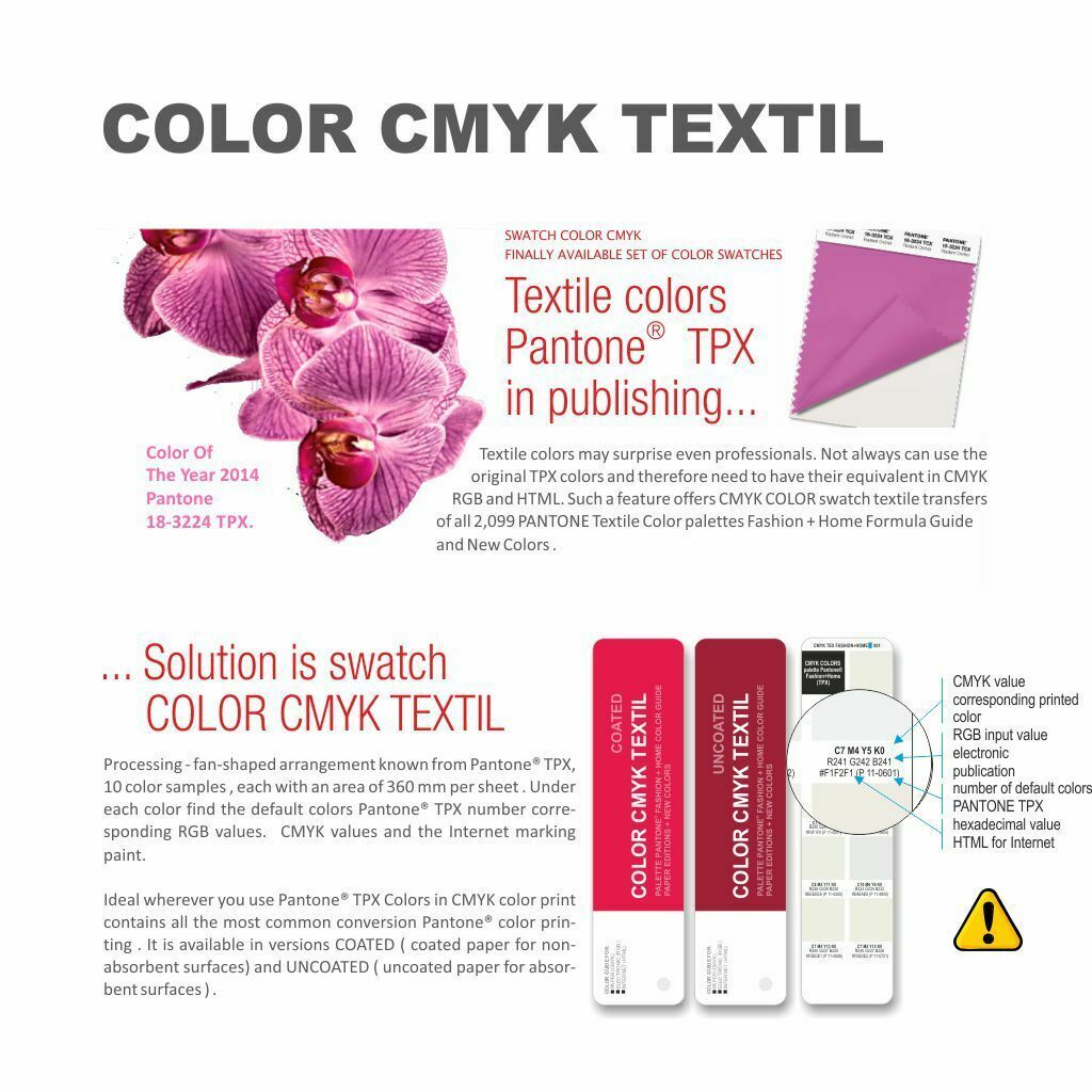 COLOR CMYK TEXTIL Coated/Uncoated - Pantone for digital print | eBay
