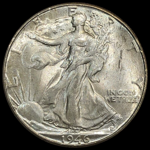 1946 Walking Liberty Half Dollar GEM BU+ Brilliantly Uncirculated Toned A238