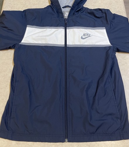 Nike Sportswear Blue With White Full Zip Windbreaker Jacket Large 14-16 Boys - Picture 5 of 11