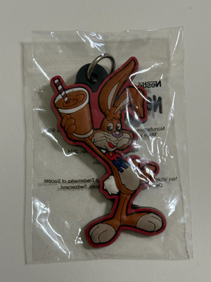 Nestle Nesquik Bunny Rabbit Keychain Rubber Bendable