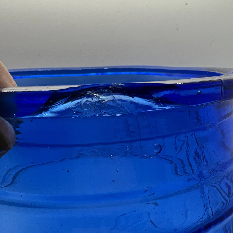 Planters Mr Peanut Cobalto Azul Depresión Vidrio Barril Tienda Contador Tarro *daño Foto 4 de 4