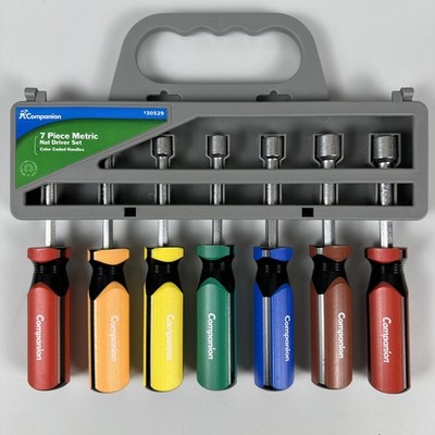 Vtg Companion 7-Piece Metric Nut Driver Set, Color Coded 6mm - 12mm, 30529 Sears