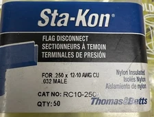 Qty 200~ Thomas & Betts Sta-Kon RC10-250A ~ Flag Quick Disconnect Terminals
