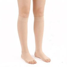 Sheer Toeless Compression Stockings for Women Men 15-20mmHg Open Large, Nude