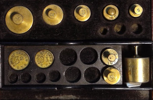 Antique Henry Troemner Apothecary Pharmaceutical Scale Brass Weights in Wood Box