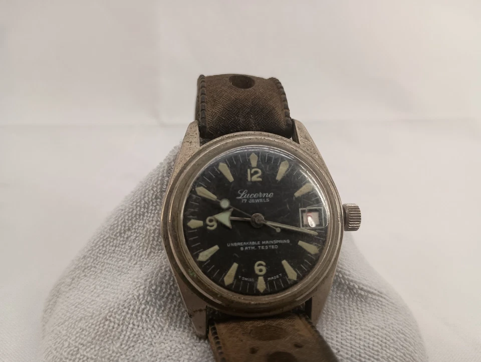 Reloj de Buceo Lucerna 17 Joyas De Colección Raro Piruleta Segundero Luminoso FUNCIONA Foto 2 de 4