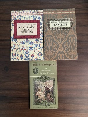 William Shakespeare Vintage Book Lot - Hamlet, Midsummer Nights, Much Ado