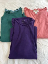 Talbots Bundle of 3 Women's Long Sleeve Tees- Black, White & Gray- Size Medium