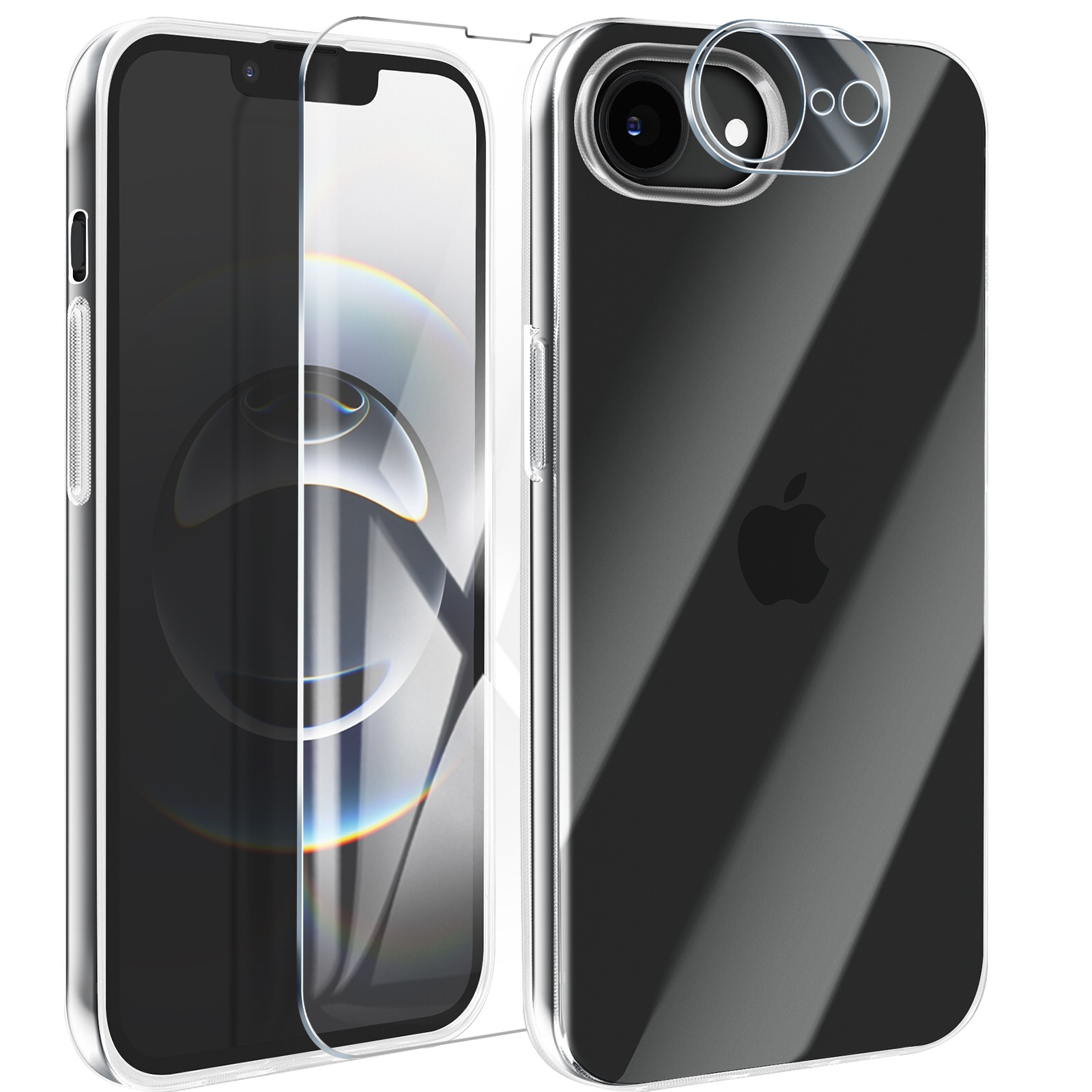 Pack iPhone 17e coque transparente anti-jaunissement et film écran en verre trempé anti-choc