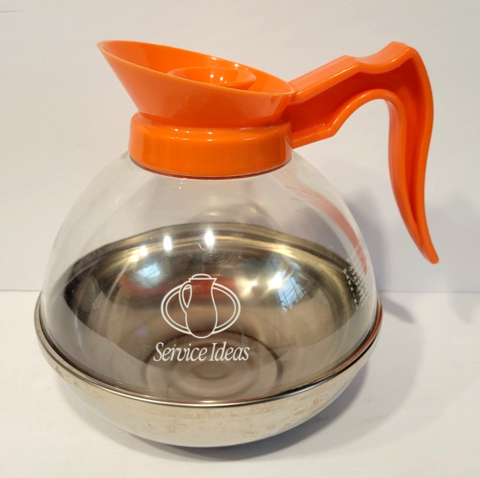 Service Ideas PCB18 Coffee Decante Orange Handle Coffee Pot 