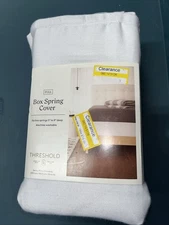 Threshold Box Spring Cover Recycled Polyester Twill Elastic White Full