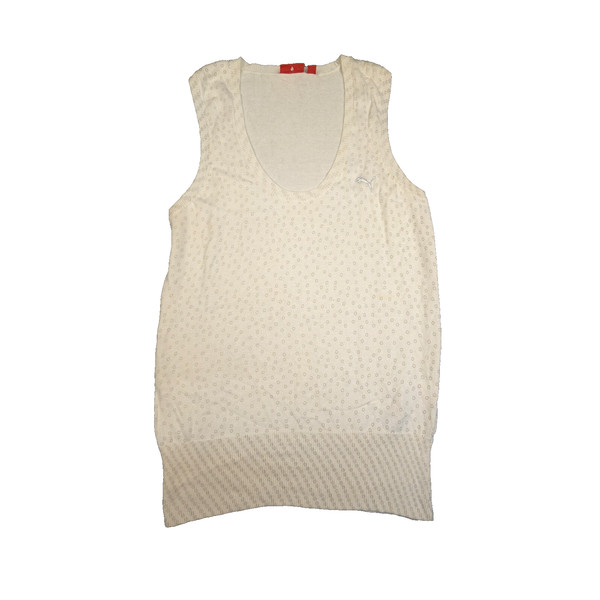 PUMA vest womens 12 White sleeveless V neck Sweater cotton knitted Size 12