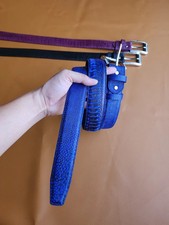 Blue 100 Genuine Nubuck Ostrich Legs Leather Skin Men's Belt Buckle,Handmade