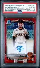 2025 Bowman Chrome - Prospect Auto Djean Macares Red Shimmer # 2/5 PSA 10 POP 1