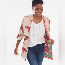 Chico  s Reversible Medallion-Elephant Kimono S 4-6 NWOT