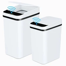 2 Pack 12L 18L Bathroom Automatic Trash Can Touchless Motion Sensor with Lid