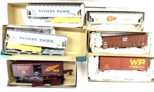 Accurail/ATHEARN Ho=1/87 Freight KITS 6@Western Pacific-COVERED HOPPERS+BOX CARS