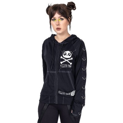 Killer Panda Void Hood Zip Hoodie Black Gothic Alt UK12 EU40 US8 Size XXL