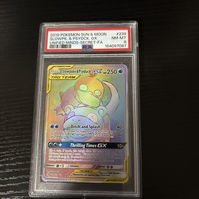 2019 POKEMON SUN & MOON UNIFIED MINDS #239 FULL ART/SLOWPOKE & PSYDUCK GX PSA 8