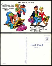 Vacation Hints Take Half Clothes You Need Twice Money Plan to Spend Old Postcard