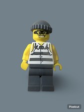 LEGO Minifigure City Police Jail Prisoner cty0481 Torn Sleeves Moustache Mask