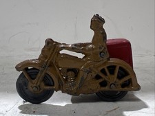 ANTIQUE BARCLAY MANOIL Type Steel Policeman W/ MOTORCYCLE  SIDE CART